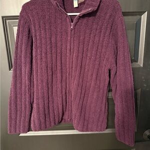 Sahalie Vintage Petite Women's Zip-Up Purple Sweater